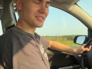 Cheated with a hottie. Fellow traveler fucked the driver and demanded more, sucking his big cock 3/16