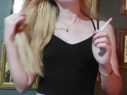 SFW Happy Smoking Fetish Girl in Glasses