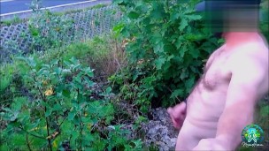 Risky, naked on a busy road, flashing penis at cars.