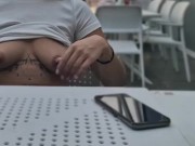 I flash my tits in a restaurant full of people 11/16