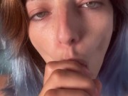 POV : I make you a slow blowjob and deepthroat , very closeup 8/16