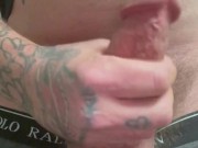 Tattooed Guy Bathroom Jerk Session Huge Cumshot 10/16