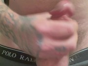 Tattooed Guy Bathroom Jerk Session Huge Cumshot 11/16