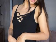 Beautiful bitch in dark lingerie shows her tits💖 12/16