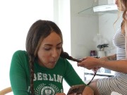 Kinky lesbian masturbates in front of EBONY TEEN.// LunaBlackx and Valentina LaPiedra 2/16