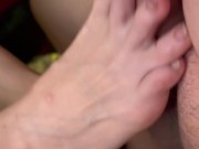 HOT foot job w/ cum on toes 8/16