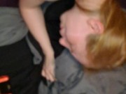 Petite Red Head Madame Red Sucks On A Big Cock, Creams On His Dick and Receives a Deep Creampie 14/16