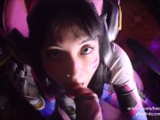 D.Va Streamer Make the Play of the Game with Subscriber of the Month! (Blowjob and Facial) 12/16