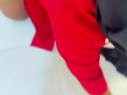 Huge Ass Cute Face Office Maid With White Panty & Red uniform Cleaning Boss's Room For Get Fucking! 10/16