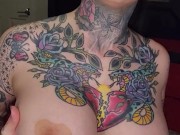 Big boobs tattooed girl seduces you to fuck her in bed. Full version on OnlyFans. 4/16