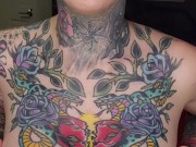Big boobs tattooed girl seduces you to fuck her in bed. Full version on OnlyFans.