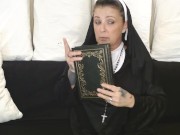 Naughty Nun Smokes a Cigarette Behind Her Bible In Church 16/16