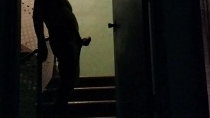 Jerking it out in the stairwell