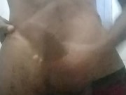 Watch me moan and jerk off at my desk before I cum 14/16