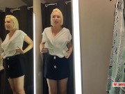 Seduction in a dressing room of a mall. Try On Haul Transparent Clothes, Fitting room Try on haul 13/16