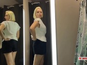 Seduction in a dressing room of a mall. Try On Haul Transparent Clothes, Fitting room Try on haul 14/16