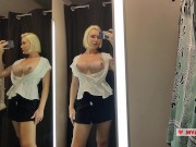 Seduction in a dressing room of a mall. Try On Haul Transparent Clothes, Fitting room Try on haul 15/16