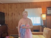Horny Gilf Tries On Lacey Blue TRANSPARENT Outfit 3/16