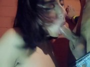 sucking my whole cock. I love sucking my stepbrother's cock 14/16