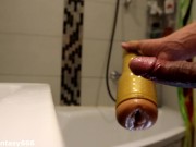 Flexible fleslight fucking with huge cumshot and intense moaning 16/16