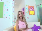 NYMPHO Tall skinny blonde Emily Jade wants her little hole stretched out 4/16