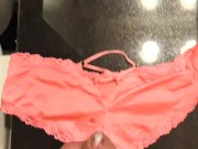 Cumming on my gfs sexy satin panties 5/16