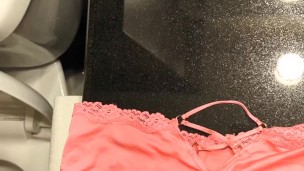 Cumming on my gfs sexy satin panties