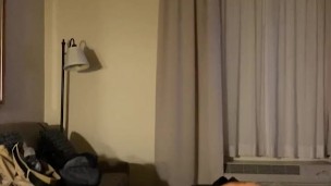 Solo male moans in hotel on vacation