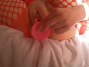 Girl playing with her pink dildo 13/16