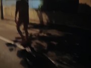 Naked blonde walks on a public street 10/16