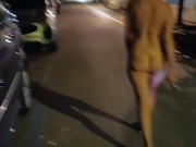 Naked blonde walks on a public street 9/16
