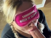 Deepthroat blonde swallows a lot of cum 11/16