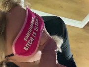 Deepthroat blonde swallows a lot of cum 12/16