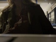 My hard pierced nipples are in the open in a sheer blouse in a bar. Touching my nipples in public 13/16