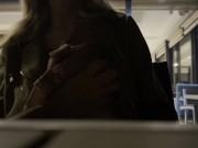 My hard pierced nipples are in the open in a sheer blouse in a bar. Touching my nipples in public 14/16