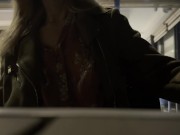 My hard pierced nipples are in the open in a sheer blouse in a bar. Touching my nipples in public 15/16