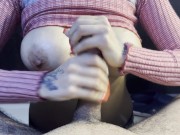 POV My young girlfriend jerks me off with her huge tits 12/16