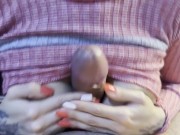 POV My young girlfriend jerks me off with her huge tits 14/16