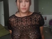 Hot brunette caresses her legs in pantyhose 1/16