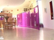 Blonde and brunette step sisters eat each other and have dirty fun on the sofa 5/16