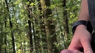 Cumshot in the middle of the forrest