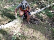 During a long bike trip I need to piss, public forest road is a nice opportunity 1/16