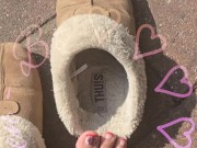 See the inside of my house slippers. 1/16