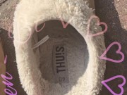 See the inside of my house slippers. 3/16