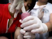 evil pinay nurses salome salvi and dominafire perform sounding and blowjob on unlucky slave 14/16