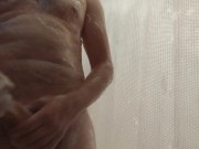 Playing with my thick cock in the shower