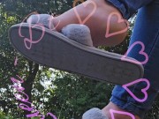 Dangling my house slippers on my toes. 12/16