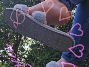 Dangling my house slippers on my toes. 13/16