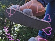 Dangling my house slippers on my toes. 2/16