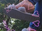 Dangling my house slippers on my toes. 3/16